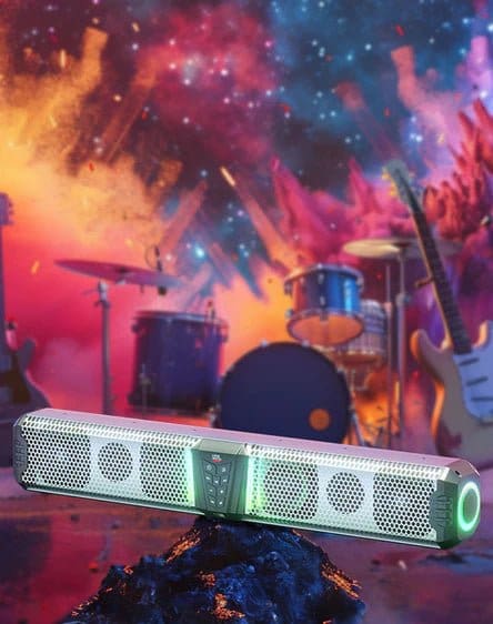 Kemimoto - 32-inch 6-Speaker Midnight S80 Aluminum RGB Silver Sound Bar - Image 11