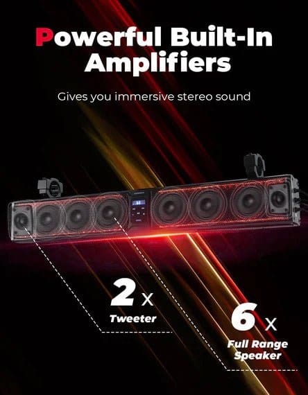 Kemimoto - 33-inch 8-Speaker RGB UTV Bluetooth Sound Bar for UTVs with 1.75" to 2.25" Roll Bars - Image 3