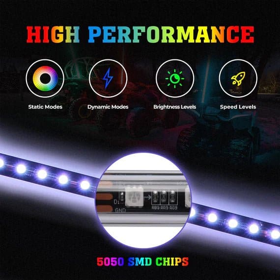 Kemimoto - 3 ft 2-piece Black Limited LED Whip Lights w/USA Flags with RF Remote Control - Image 6