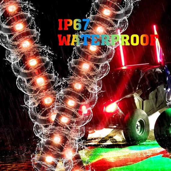 Kemimoto - 3 ft 2-piece Black Limited LED Whip Lights w/USA Flags with RF Remote Control - Image 3