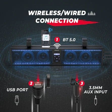 Kemimoto - 6 Speaker 26" RGB Universal Sound Bar for UTVs with 1.75" to 2.25" Roll Bars - Image 4