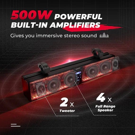 Kemimoto - 6 Speaker 26" RGB Universal Sound Bar for UTVs with 1.75" to 2.25" Roll Bars - Image 2
