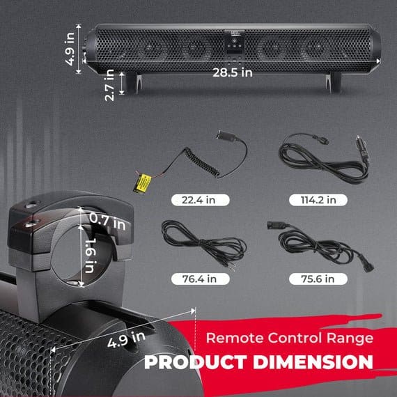 Kemimoto - 6 Speaker Bluetooth Sound Bar for UTVs with 1.56" to 2.25" Roll Bars - Image 5