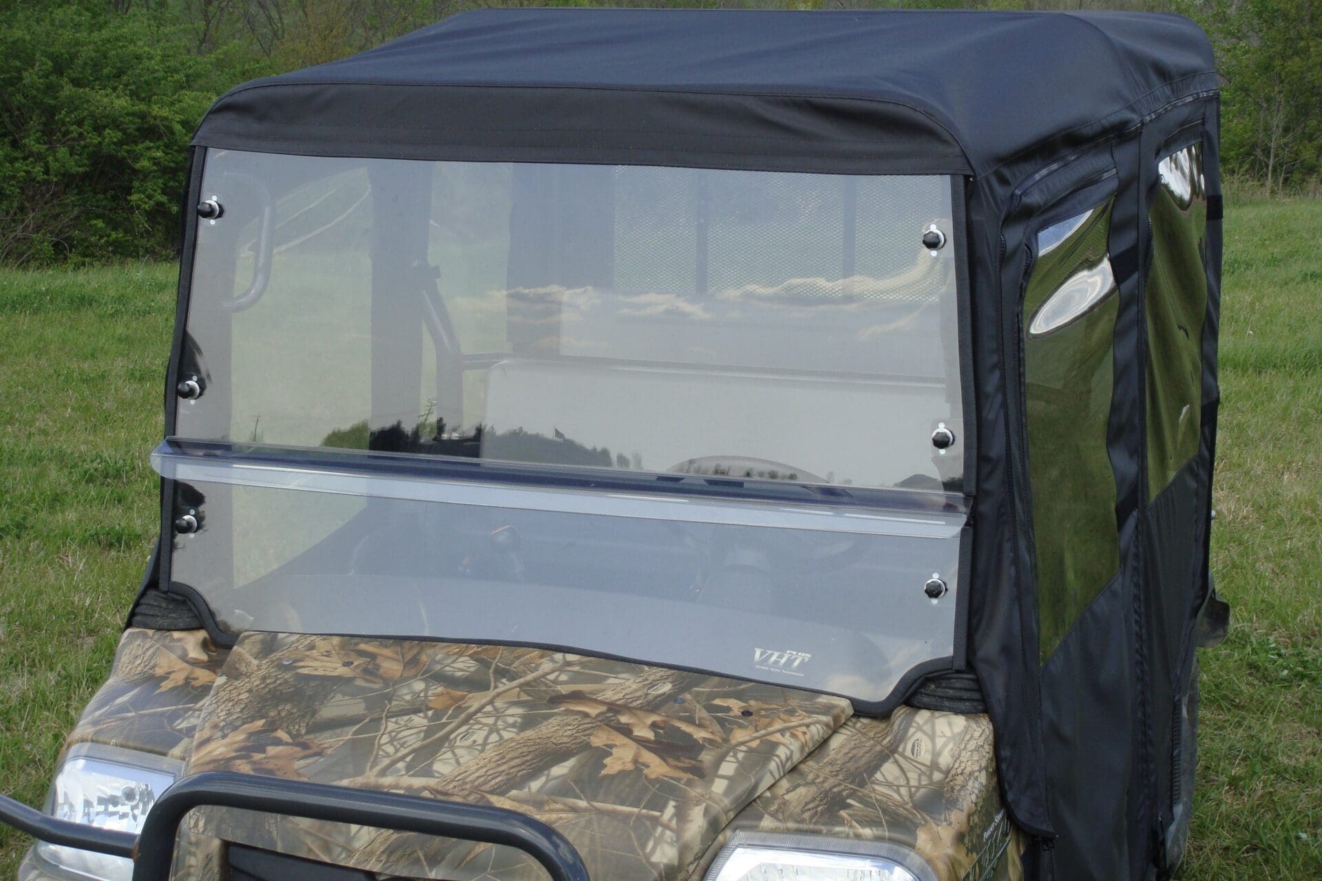 Camo utility vehicle with windshield
