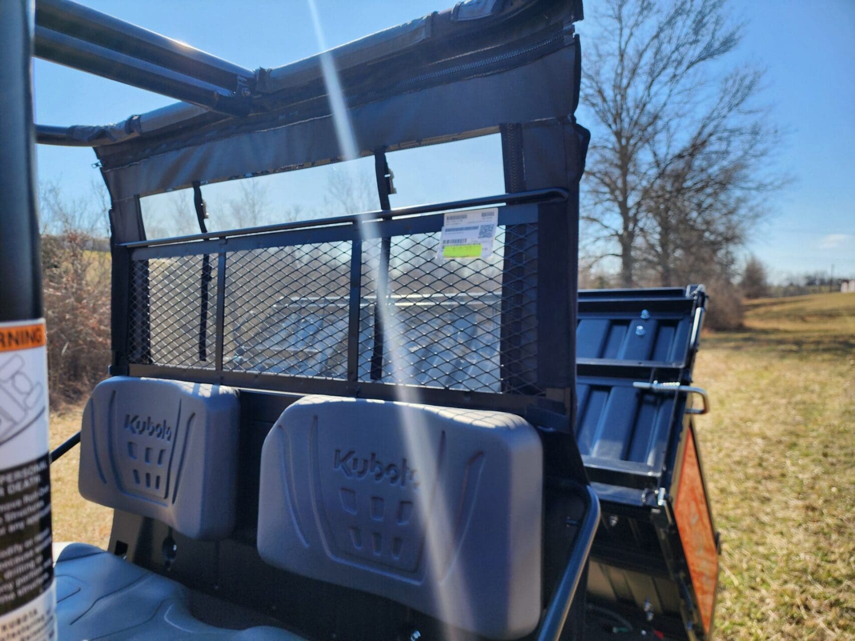 Interior view of a Kubota utility vehicle.