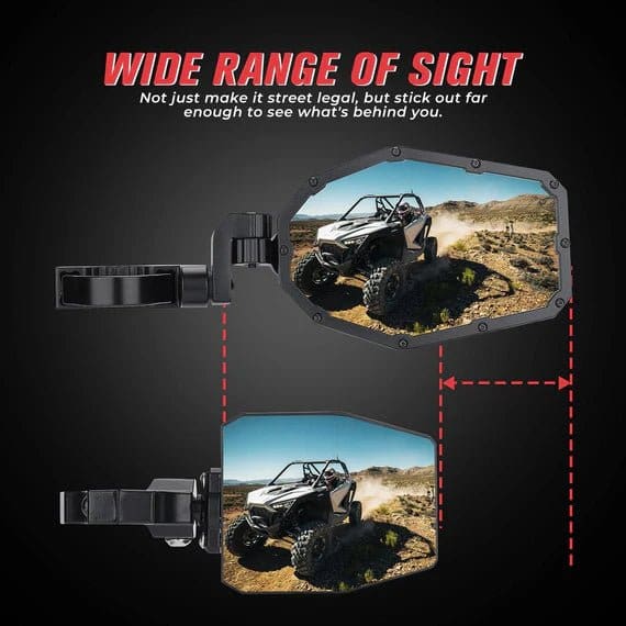 Mirrors with LED Turn Signal Lights For RZR - Image 6