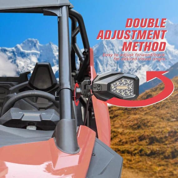 Mirrors with LED Turn Signal Lights For RZR - Image 4