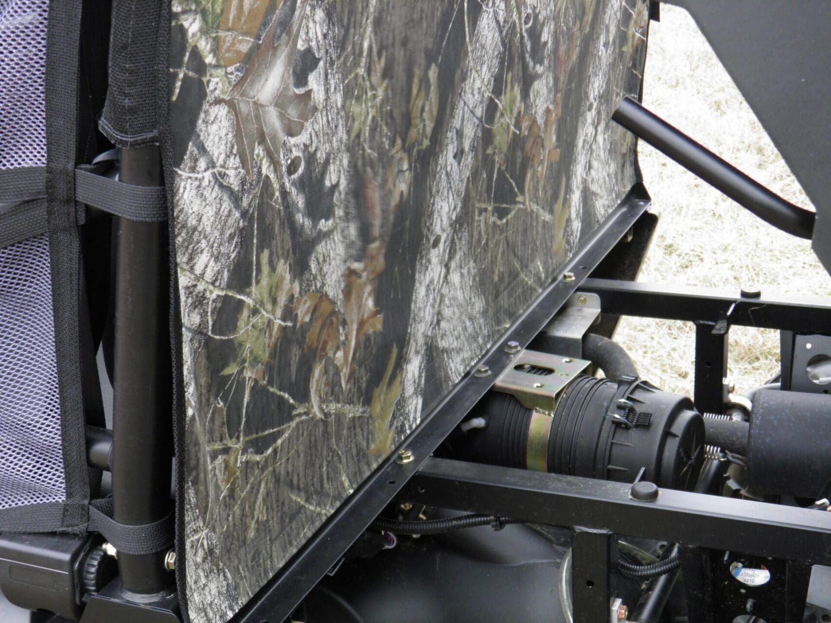 Camouflage seat backrest on off-road vehicle