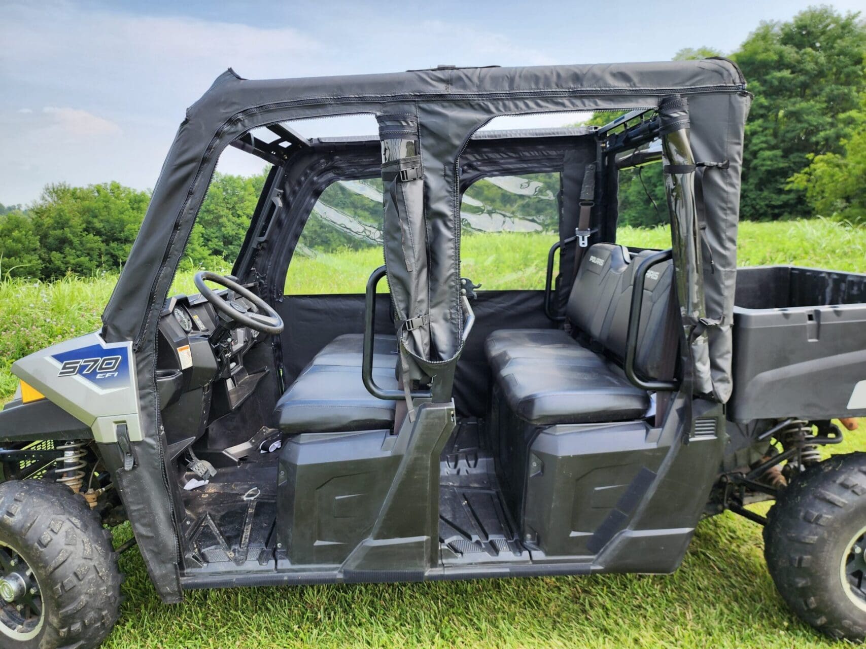 Polaris Ranger Crew 570 Mid Size - 4 Passenger - BLACK - Full Cab Enclosure for Hard Windshield - Image 6