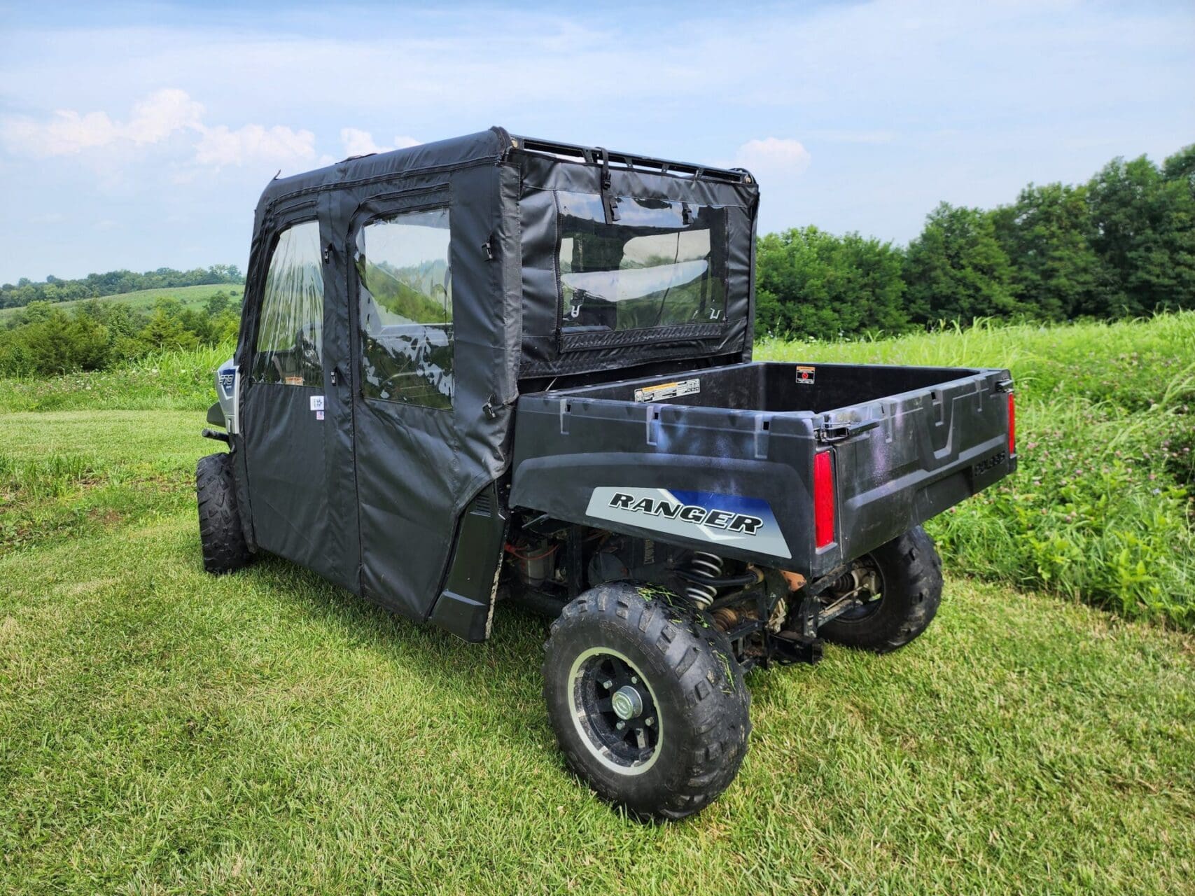 Polaris Ranger Crew 570 Mid Size - 4 Passenger - BLACK - Full Cab Enclosure for Hard Windshield - Image 2