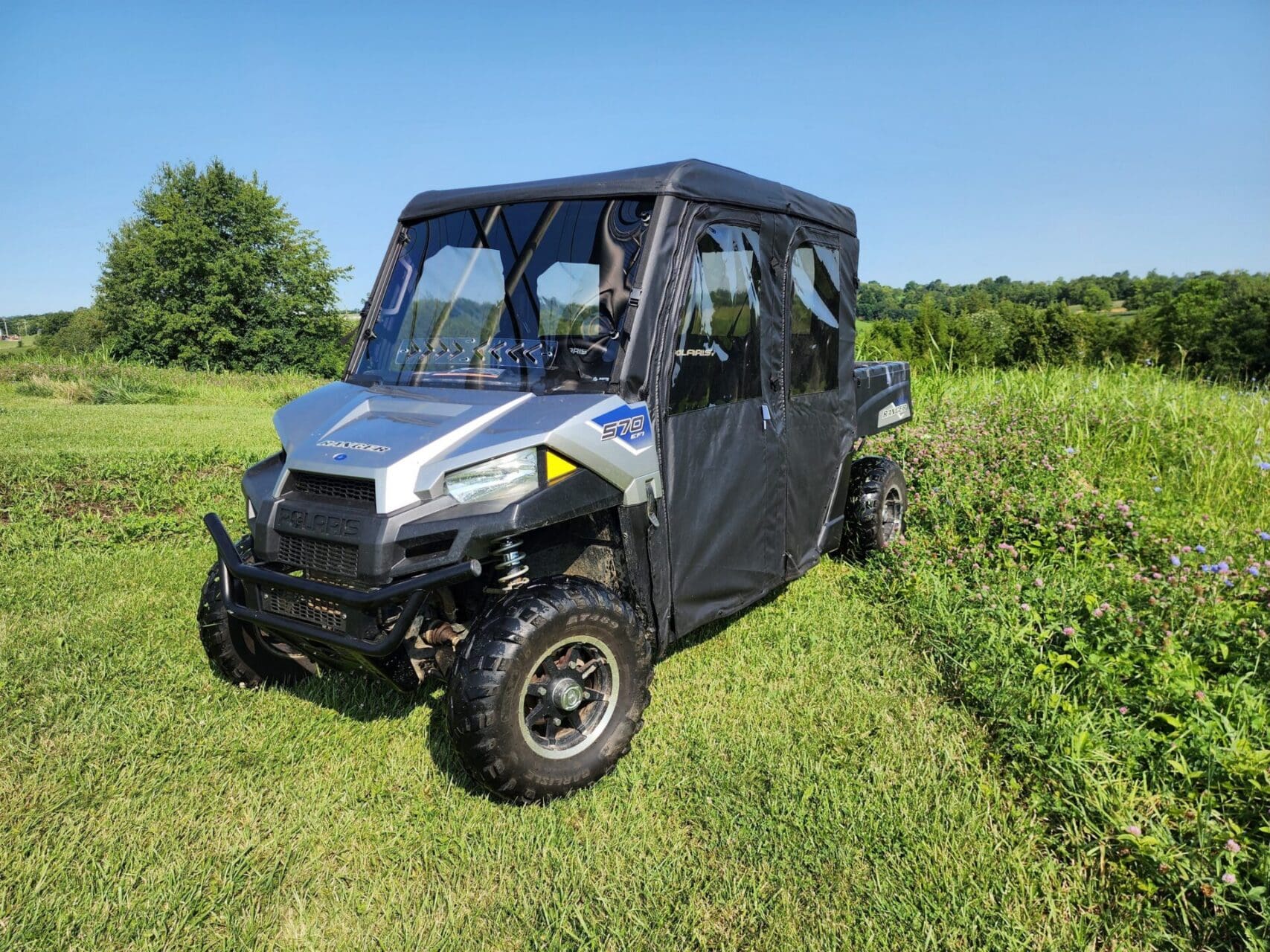 Polaris Ranger Crew 570 Mid Size - 4 Passenger - BLACK - Full Cab Enclosure for Hard Windshield - Image 3
