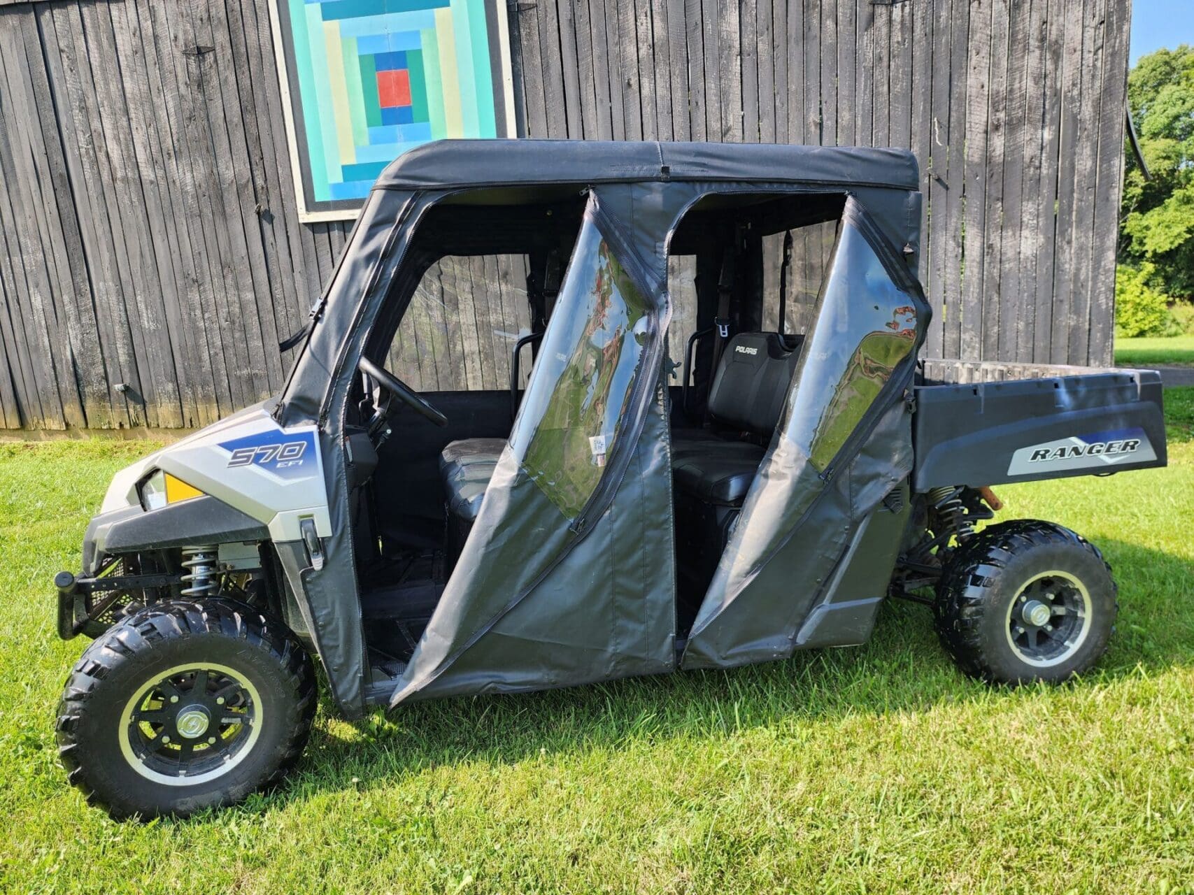 Polaris Ranger Crew 570 Mid Size - 4 Passenger - BLACK - Full Cab Enclosure for Hard Windshield - Image 5