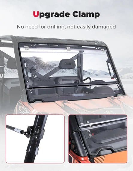 Polaris Ranger XP 900/1000/Crew Scratch-Resistant 2-in-1 Flip Windshield - Image 6