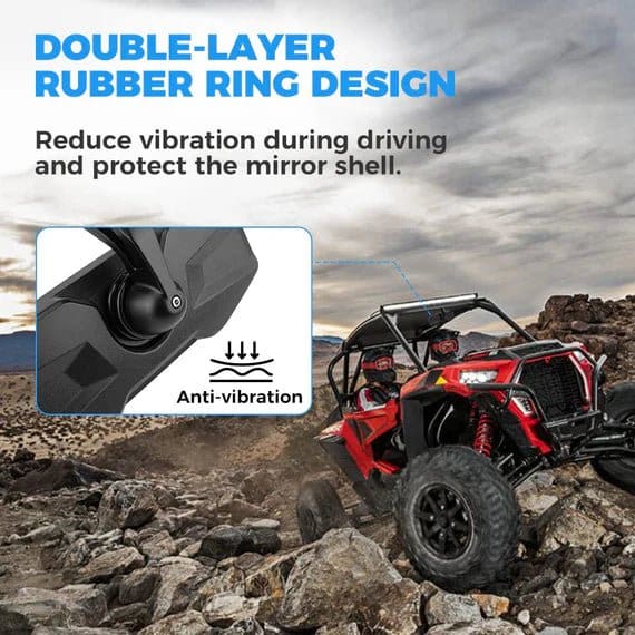 Rear View Center Mirror for 1.75” Roll Bar for Polaris RZR - Image 3