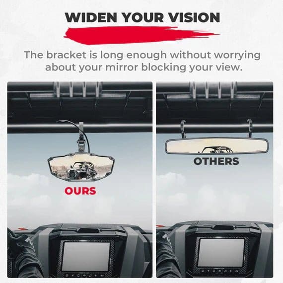 Rear View Mirror with Light Built-in Rechargeable Battery for 1.65" -2" Roll Bar - Image 5