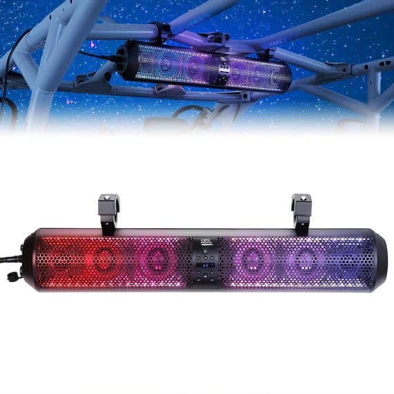 RGB UTV Soundbar, 28" SXS Speaker for Can Am Maverick X3/ RZR w/ 1.56"- 2.25" Roll Bar