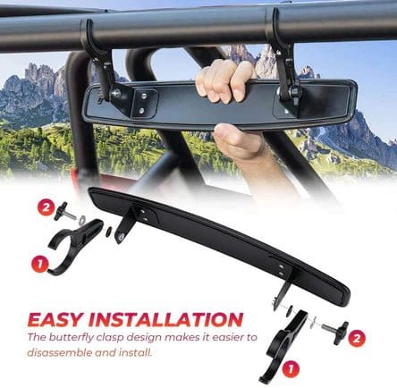 Side Mirrors and Rear Mirror with 1.75" to 2" Roll Bar Cage - Image 7