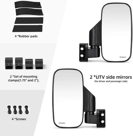 Side Mirrors and Rear Mirror with 1.75" to 2" Roll Bar Cage - Image 2
