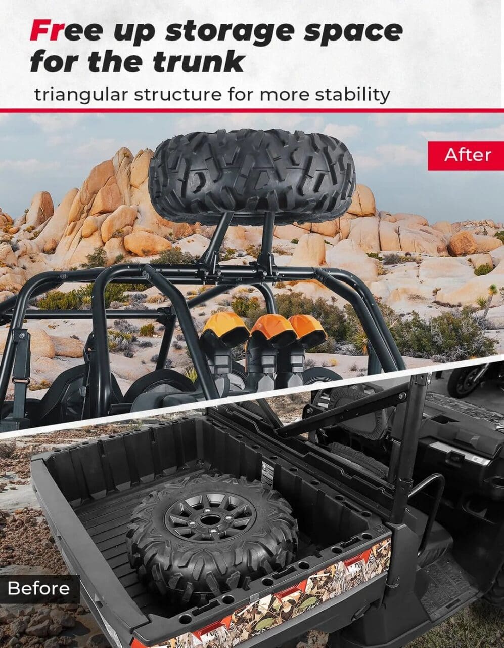 Universal UTV Spare Tire Carrier for 1.5–2 Inch Roll Cages - Image 4