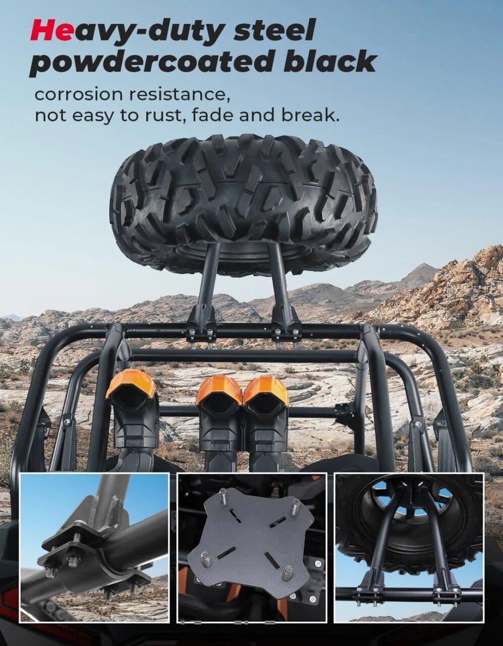 Universal UTV Spare Tire Carrier for 1.5–2 Inch Roll Cages - Image 3