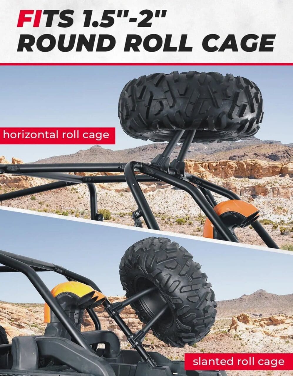 Universal UTV Spare Tire Carrier for 1.5–2 Inch Roll Cages - Image 2