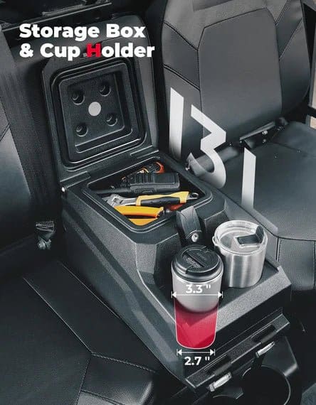 UTV Bench Seat Center Console Box for Polaris Ranger XP 1000/Crew 2017-2024 - Image 2