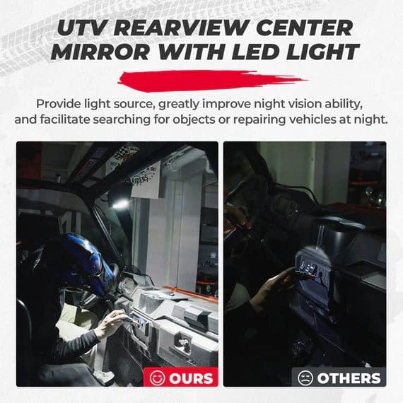 UTV Rear View Mirror with LED Light for Polaris Ranger/ Defender 2015-2024 - Image 2