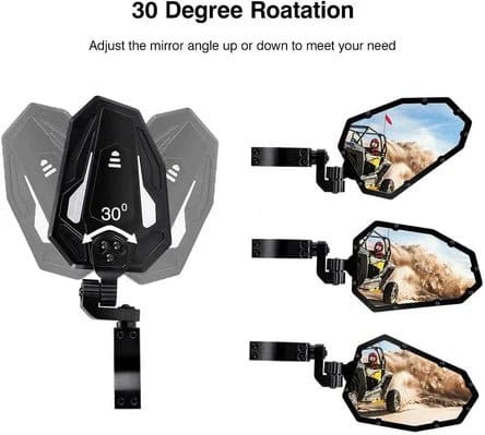 UTV Rear View Side Mirrors for Can Am Maverick X3/ RZR w/ 1.75"-2" roll bar (1 pair) - Image 5