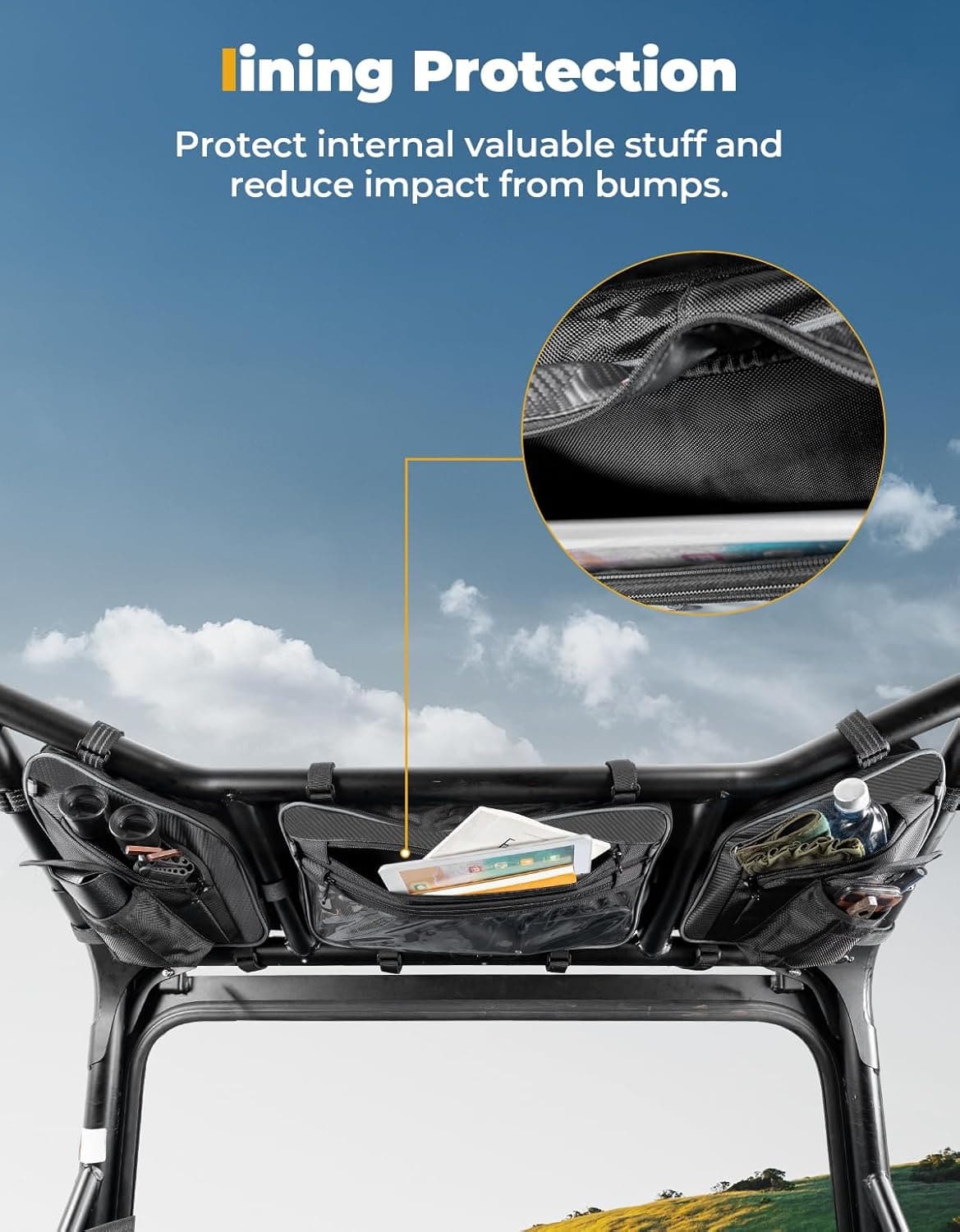 UTV Roof Bag Overhead Storage Bag for Polaris RZR XP 1000/ 4 2024-2025 - Image 4