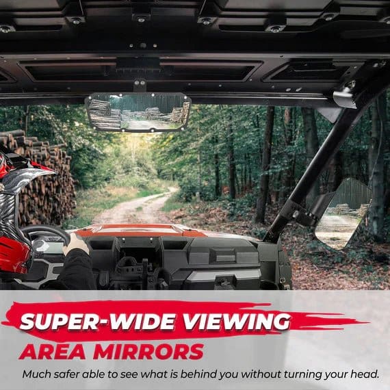 UTV Side Mirrors and Center Mirror for Ranger 500 570 900 1000 XP w/Pro-Fit tube cages - Image 2
