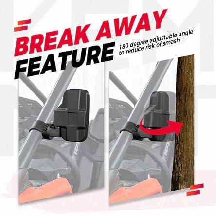 UTV Side Mirrors and Center Mirror with 1.6" to 2" Roll Bar Cage - Image 2