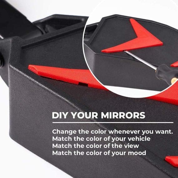 UTV Side View Mirrors for 1.75- 2" Roll Bar Fit Polaris Ranger - Image 9