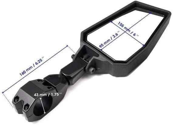UTV Side View Mirrors for 1.75- 2" Roll Bar Fit Polaris Ranger - Image 8