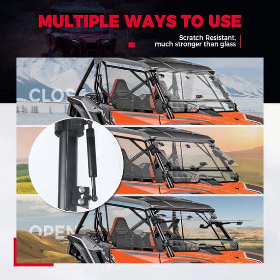 Honda Talon 1000X/1000R/1000X-4 Scratch-Resistant 3-in-1 Flip Windshield - Image 6