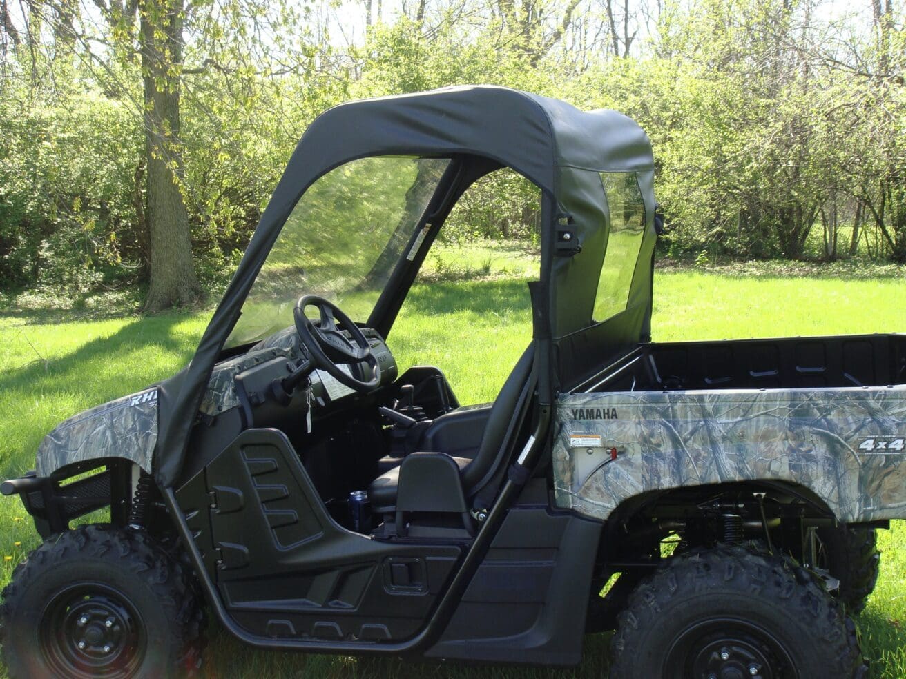 Camouflaged Yamaha side-by-side UTV