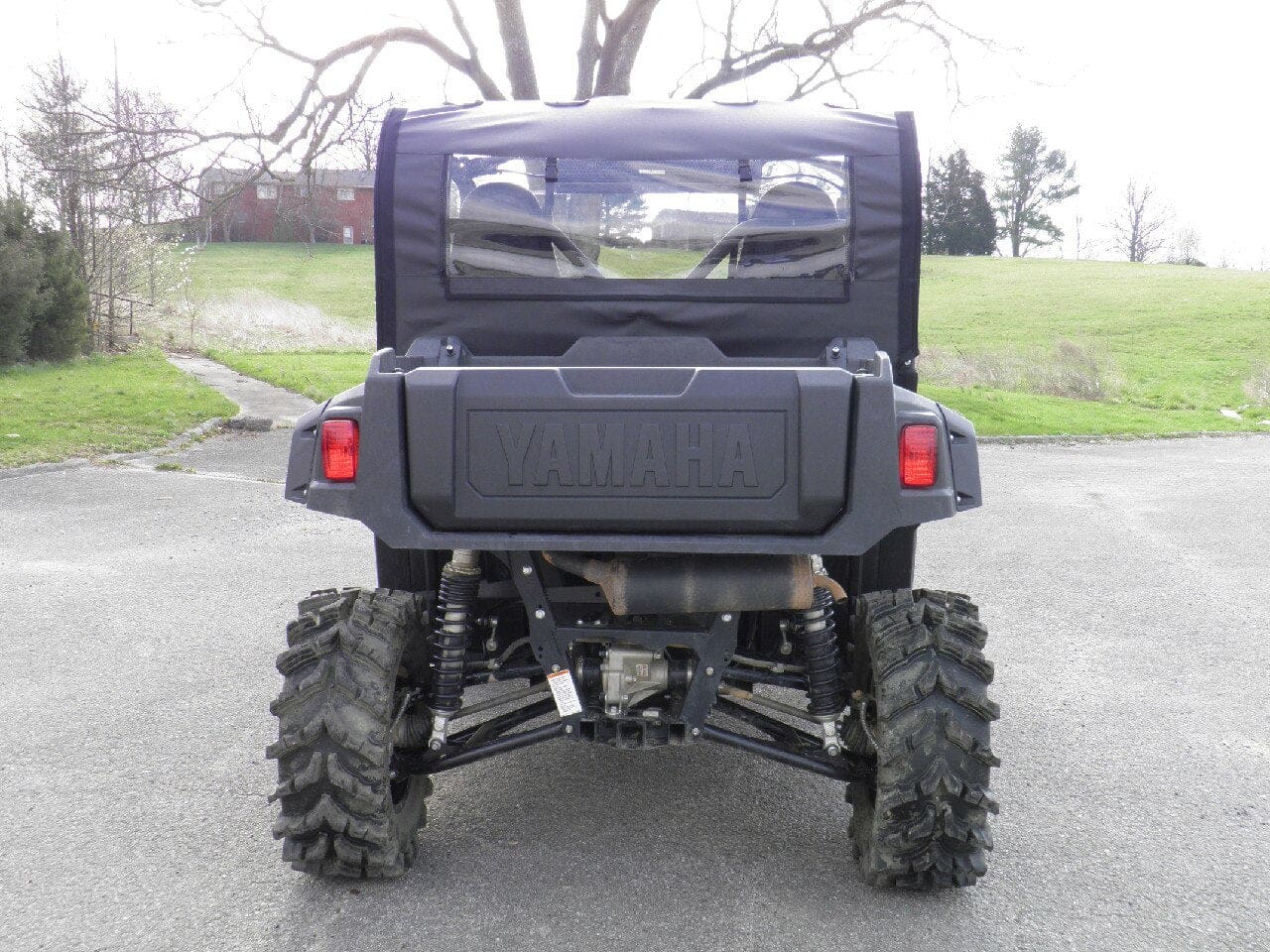 Rear view of Yamaha off-road utility vehicle